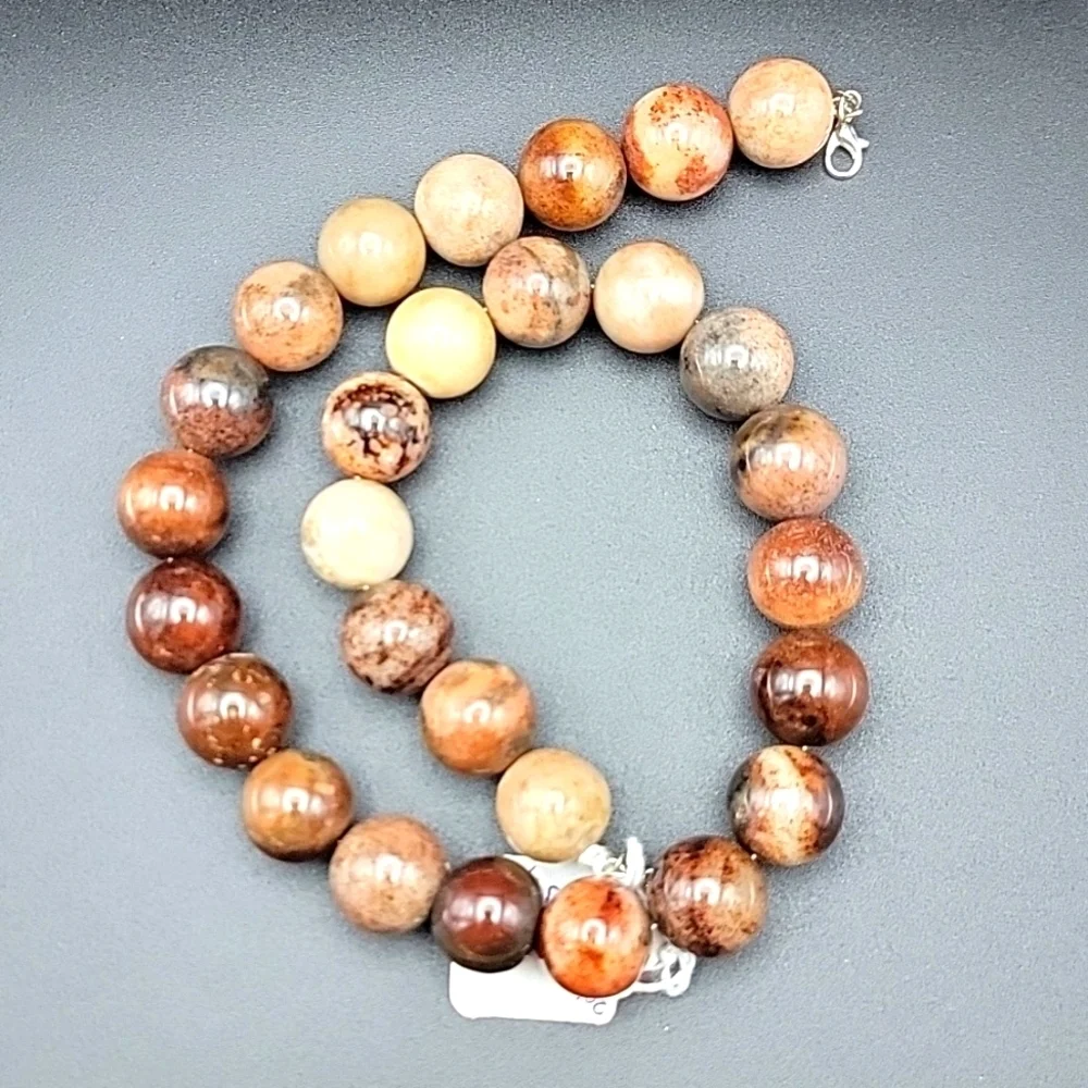 Huge 1328.00 Cts Agate Round Shape Beaded 18mm Gemstone Necklace Unisex NEW